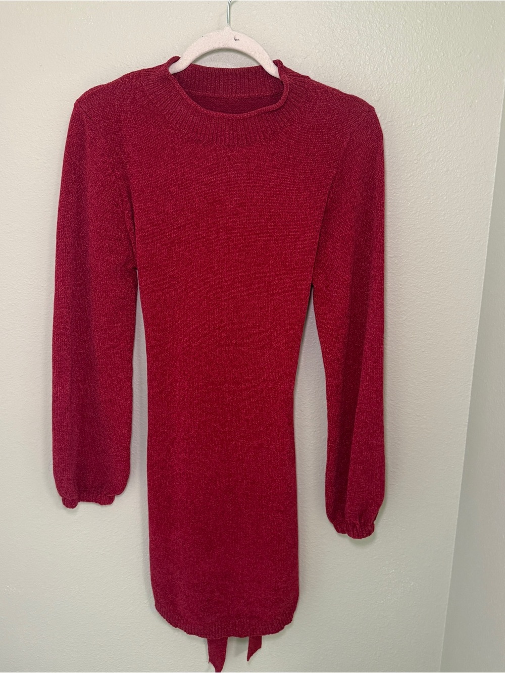 Red Long-Sleeve Knit Women’s Dress